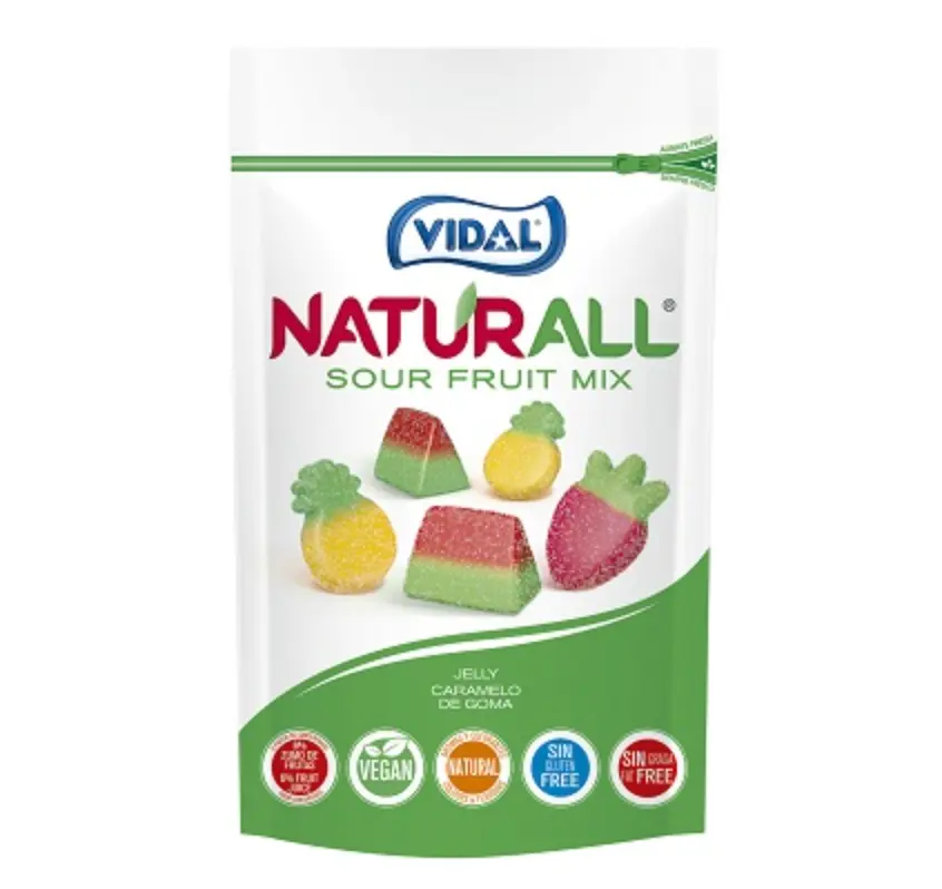 VIDAL Naturall Hapan hedelmämakeissekoitus 180g | 天然风味酸味软糖 混合水果味 180g