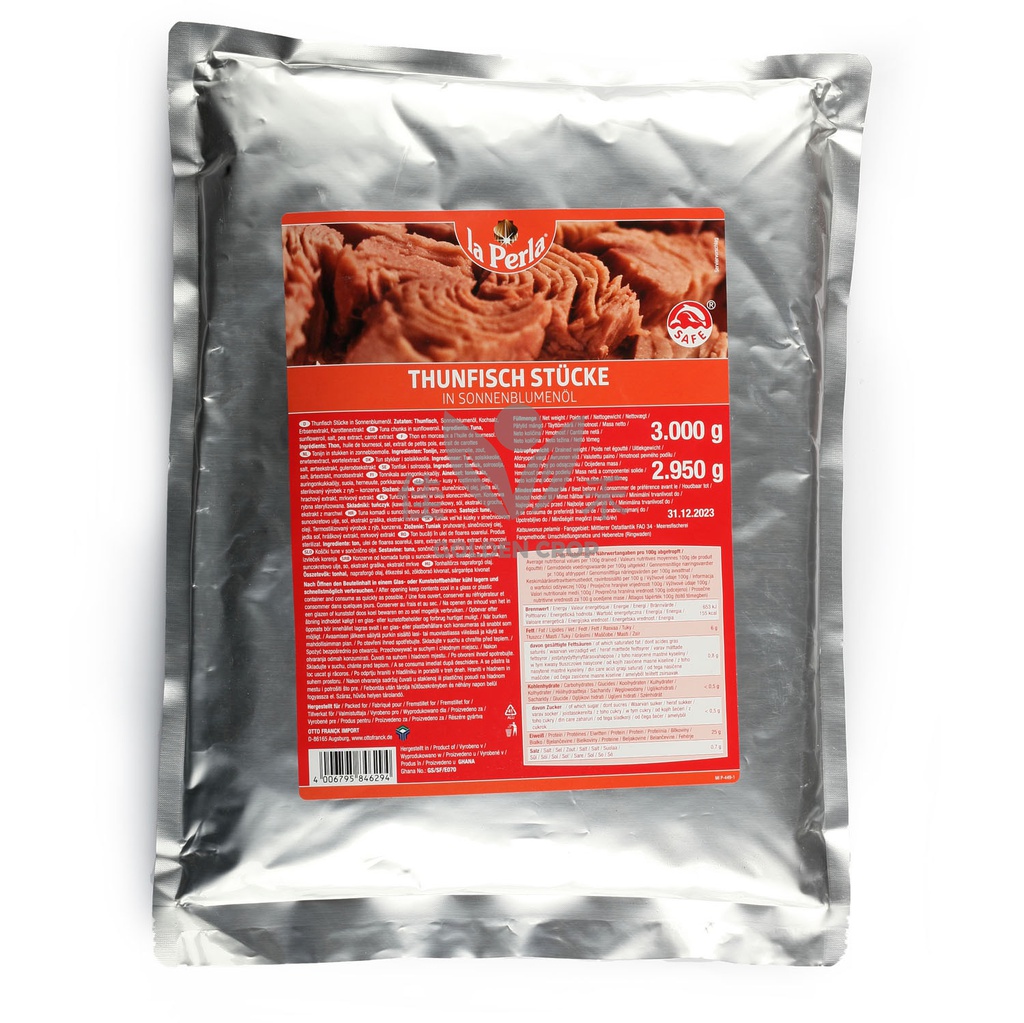 La Perla 金枪鱼块 / 袋(油)3kg | La Perla Tuna Chunk in Sunfloweroil in Bag 3kg
