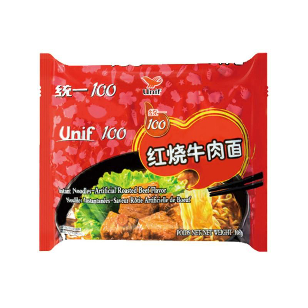 统一 红烧牛肉面 108g | Unif 100 Instant Noodles-Artificial Roasted Beef Flavor 108g