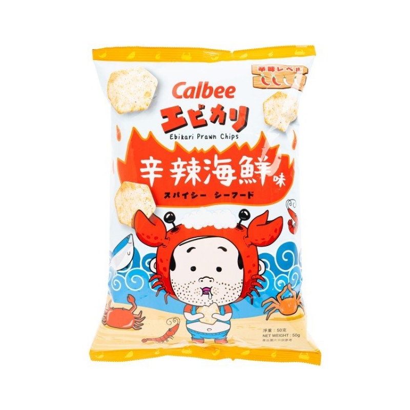 Calbee Prawn Chips Spicy Seafood Ebikari 50g | 卡乐比 虾片 辛辣海鲜味 50g