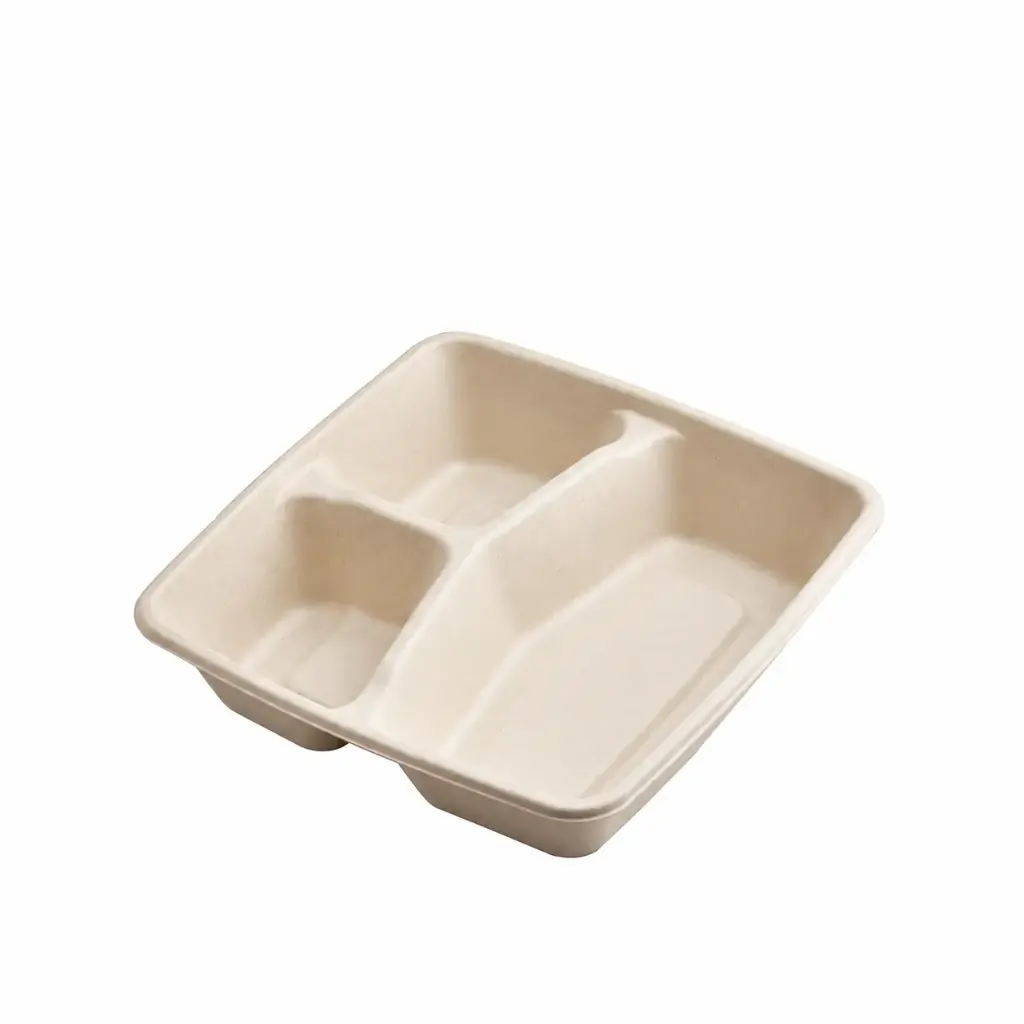 CS1000-3 环保三格外卖盒 300套/箱 (+ CS1000F 冷餐透明盖) | CS1000-3 Recyclable 3 parts Take Away Box 300sets/ctn(+ CS1000F Pet Lid & Cold meal)