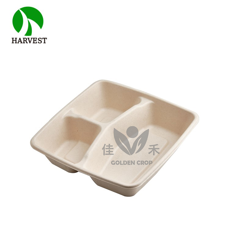 CS1000-3 Recyclable 3 parts Take Away Box 300sets/ctn(+ CS1000F Pet Lid & Cold meal) | CS1000-3 环保三格外卖盒 300套/箱 (+ CS1000F 冷餐透明盖)