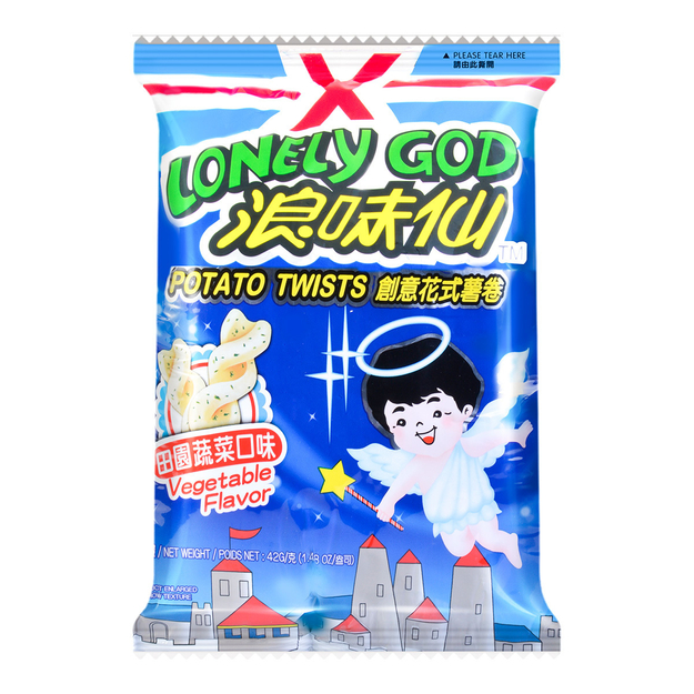 Want Want Lonely God Potato Twist Veget 42g | 旺旺 浪味仙 田园蔬菜味 42g