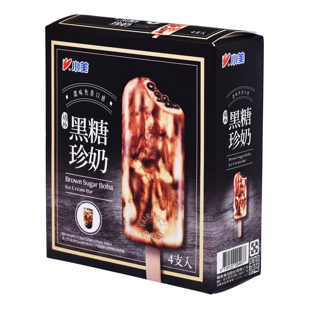 Ruskea sokeri & helmitee -jäätelöpuikko (80g × 4kpl) | 小美 黑糖珍奶冰棒 80g*4 支装