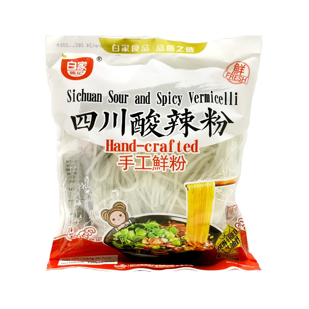 BJ Sichuan Hot Sour Vermicelli 190g= | 白家 四川酸辣粉 湿粉 190g