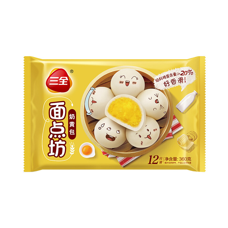 Höyrytetty makea täytepaketti – kermavanukas 360g | 三全 奶黄包 360g