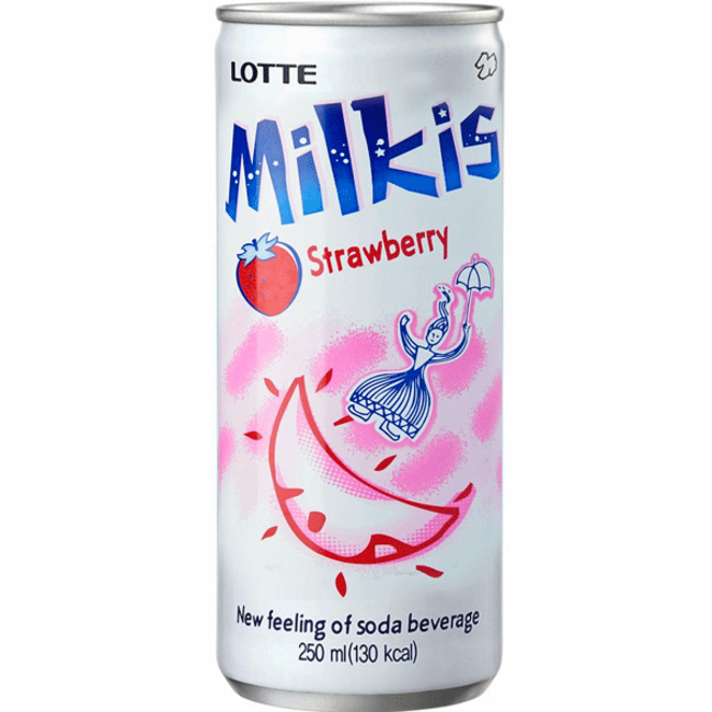 乐天 苏打饮料 草莓味 250ml | LOTTE Milkis Soft Drink Strawberry 250ml