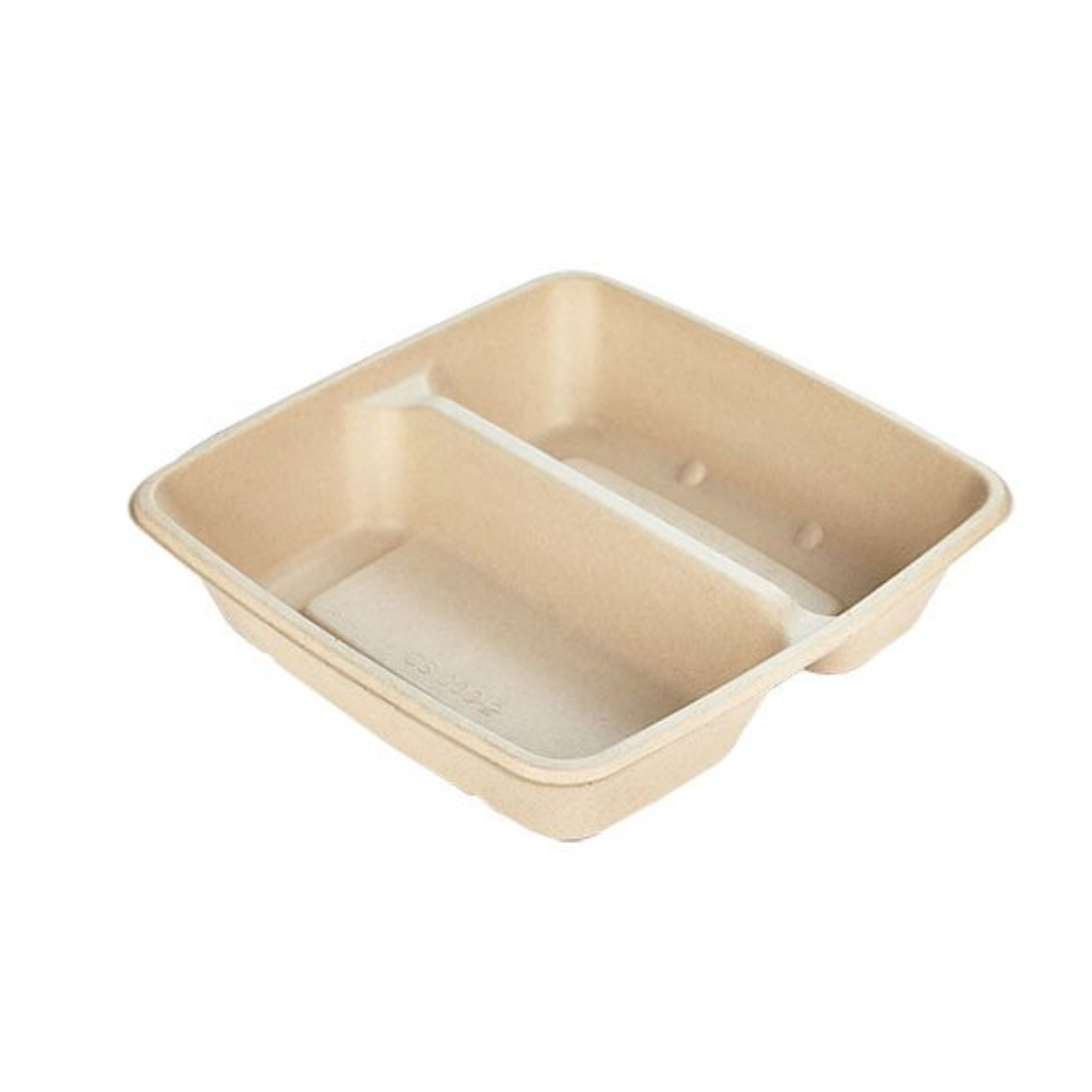 CS1000-2 环保两格外卖盒 300套/箱 (+ CS1000PF 热餐透明盖) | CS1000-2 Recyclable 2 parts Take Away Box 300sets/ctn(+ CS1000PF Clear Lid Hot Meal)
