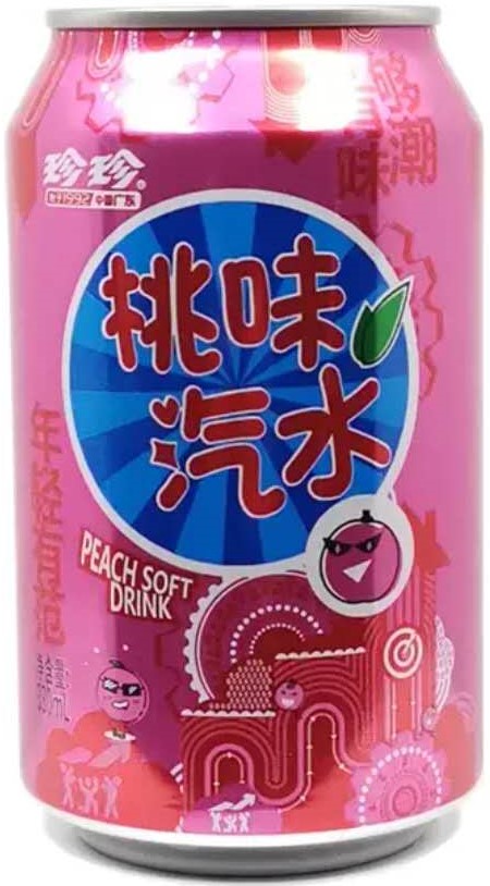 Zhenzhen Soda Drink Peach 330ml | 珍珍 碳酸饮料 桃子味
