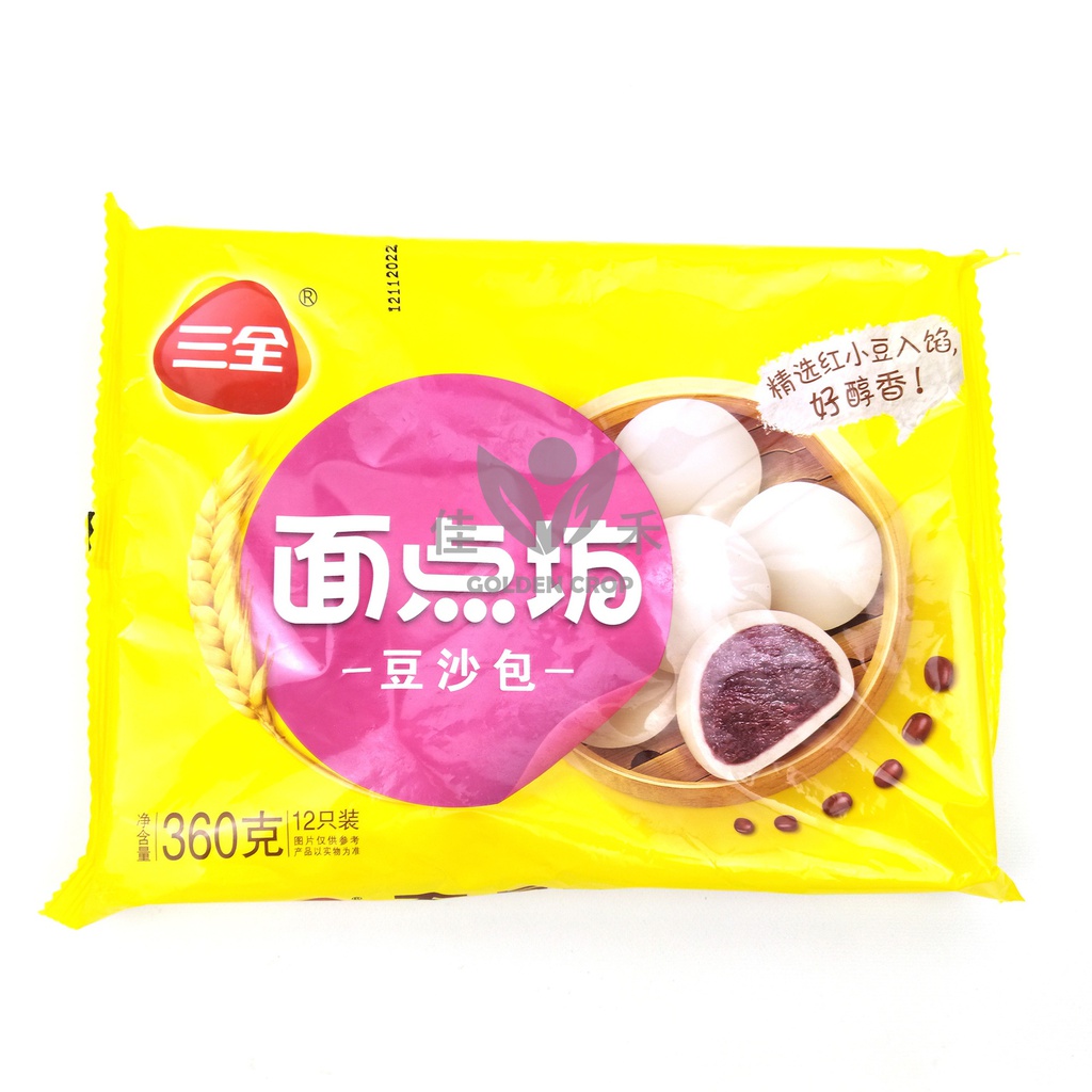 Höyrytetty makea täytepaketti – pavutäyte 360g | 三全 豆沙包 360g