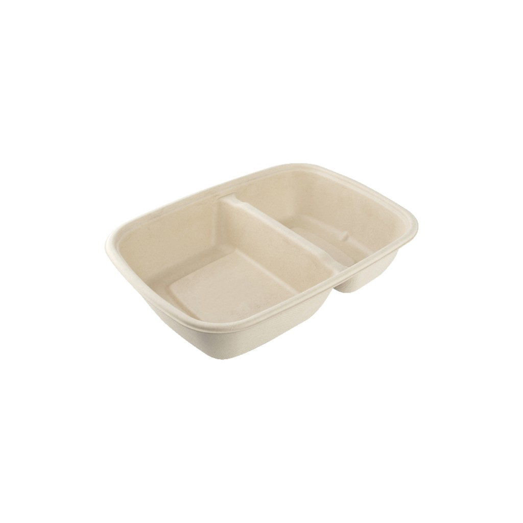 CR900-2 Recyclable 2 Parts Take Away Box 300sets/ctn + Clear Lid CR7510F | CR900-2 环保两格外卖盒 300套/箱 + 透明盖CR7510F