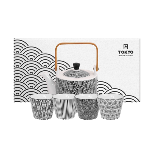 Tokyo Design Studio Nippon Black Tea Set Dots  w/4 cups | TDS  日式陶瓷茶具套装1壶4杯| Golden Crop B2C