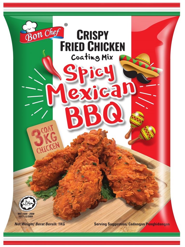Bon Chef Crispy Fried Chicken Coating Mix Mexican BBQ Spicy 1kg | Bon ...